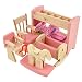 Demiawaking Delicate House Furniture Pink Wooden Dolls Toy Miniature Baby Nursery Room Crib Chair Bunk Bed Pretend Play Kids Children Gift