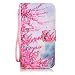 Produktbild Nancen Samsung Galaxy S7 / SM-G930 (5,1 Zoll) Hülle Case Handyhülle Brieftasche Etui Lederhülle Schutzhülle Abdeckung Bookstyle Klappcase mit 2 Kartenslots 1 Wallet Tasche Handgelenk Seil Magnetverschluss Bracket-Funktion Full Silikon Weich Innenschale Gemaltes Muster [Rote Plum Blume]