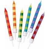 Talking Table Birthday Striped Cake Candles | Pack of 24