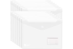 JMR Clear Plastic Wallets - 2 Pack A5 Plastic Folders Document Files Envelope - Plastic Popper Wallets with Label Pocket and Snap Button for School Office Homework Travel- A5 Clear with Label Pocket