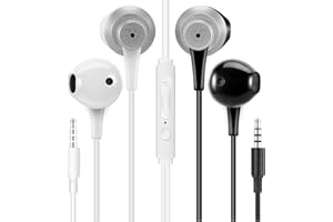 【Pakiet 2 sztuk czarny + biały】 Słuchawki półwkłady MAS CARNEY WH5 z mikrofonem, kompatybilne MP3/MP4,Samsung Galaxy, komputerami, laptopami i innymi urządzeniami z gniazdem słuchawkowym 3,5 mm