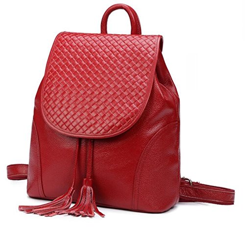 Rucksack Fashion Frauen Header Schicht von Ledertaschen wine red
