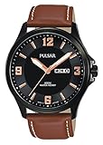 Pulsar Herren Analog Quarz Uhr mit Leder Armband PJ6091X1