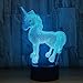 Produktbild YOOQI Einhorn 3D Nachtlicht Illusion Lampe Nachttisch Tischlampe-7 Farben Berühren Schalter Dekoration Geschenk Mit Acrylflach & ABS Basis & USB-Kabel