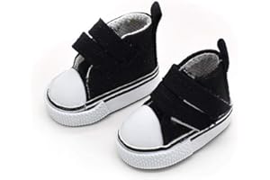 Aeromdale Puppenschuhe aus Segeltuch, einfarbig, 5 cm, Puppenschuhe mit Klebeband für 20 cm große Puppen, Mädchen, Spielzeug, Geschenk, Schwarz, 1 Paar