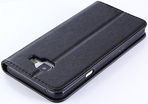 Nnopbeclik Hülle Leder Für Samsung Galaxy A3 2017 Flip Etui Echt, PU Leather [Schaffell Muster] Case Handytasche Fashionable Beiläufig Style Schale Brieftasche Muster Wallet handyhülle im Bookstyle mit Standfunktion Karteneinschub und Magnetverschluß [Selbstabsorption] Bumper Pour Samsung Galaxy A3 2017 [Schwarz] - 6