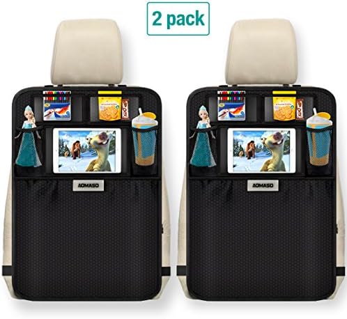 Aomaso Kick Mat 2-Pack with Multi-pocket Organizer, Seat Back Covers for Car, SUV, Minivan or Truck Seats, Auto Accessory and Protector for Kids