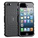 Produktbild iPhone 5 Hülle Silicone 5S Dual Layer Ultra Leicht Slim TPU Handyhülle Handys Schutz Hülle mit Ständer für iPhone 5 5S - Schwarz