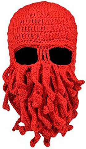 MOONPOP Unisex Funny Tentacle Octopus Beanie Knit Hat Wind Mask Beard Beanie Cap