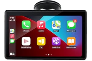 WEPARTICULAR Bezprzewodowy Apple Carplayer Android Auto Monitor, 7" ekran dotykowy Full HD Przeno?ny odbiornik radia samochodowego, samochodowe stereo z ??czem lustrzanym, zamontowana przednia szyba Bluetooth