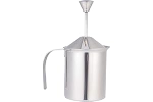 HEMOTON Montalatte Manuale, 800ml Acciaio Inox Milk Frother Frullino Montalatte, con un Perno Di Trazione, Doppia Maglia Del Latte per La Montatura Del Latte, Caffetterie Cucina