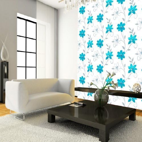 NEW LUCIANA FLOWER FLORAL LEAF MOTIF PATTERNED BLUE WHITE METALLIC WALLPAPER PRODUCED BY ARTHOUSE 417107