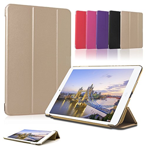 SAVFY Apple iPad Pro 12.9 Hülle Ultra-Slim Premium Kunstleder mit Standfunktion und Automatischem Schlaf Aufwachen Funktion, Gold