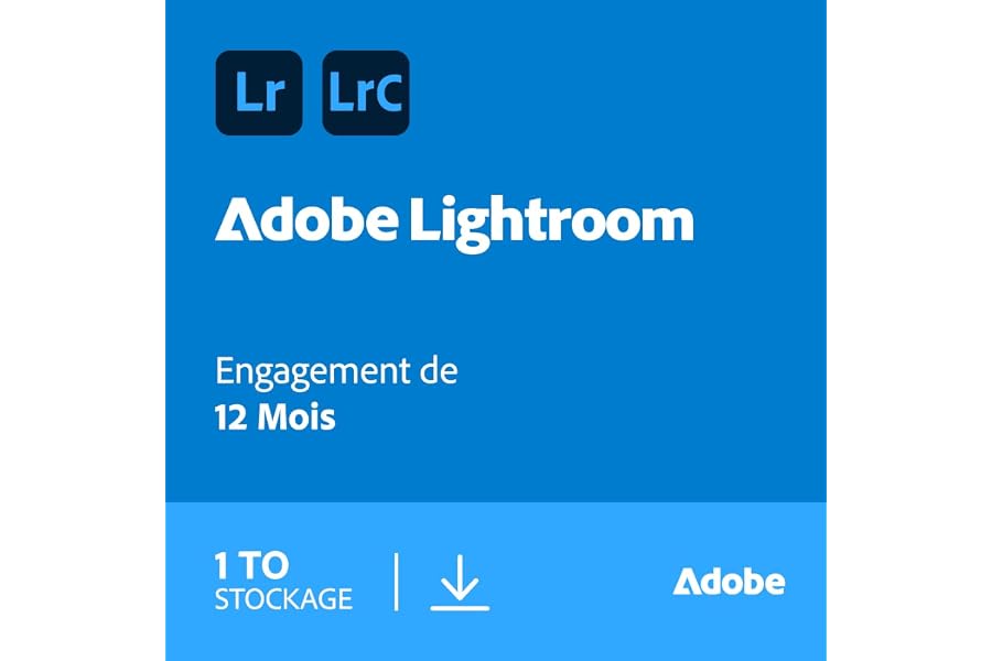 Adobe Lightroom incl. Lightroom Classic 1 TO | fonctionnalités IA | 1 an |PC/Mac |Téléchargement