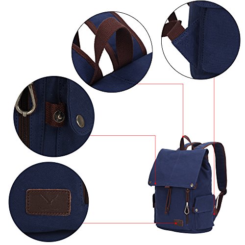 Veevan Damen Herren Retro Canvas Laptop Rucksack 15,6 - 6