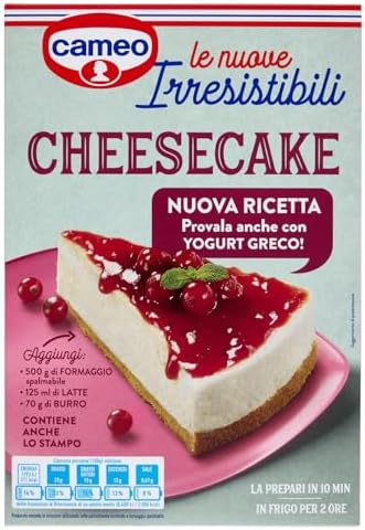Cameo Le Nuove Irresistibili Preparato per Torta Cheesecake, Torta Fresca Senza Cottura Facile da Preparare, Preparato per Crema Base Biscotto e Stampo Inclusi nella Confezione, 9 Porzioni, 217 g