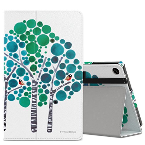 MoKo Hülle für Fire HD 8 2016 - Kunstleder Ständer Schutzhülle Smart Cover mit Auto Schlaf / Wach Funktion und Stift-Schleife für Fire HD 8 Tablet (6. Generation - 2016), Wald Blau