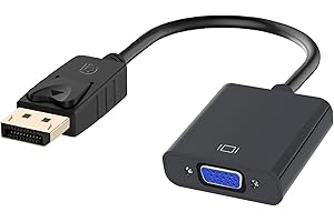 Jsdoin Adattatore da DisplayPort a VGA, 1080p placcato oro, da DP a VGA (maschio-femmina) compatibile con Lenovo, Dell, HP, ASUS