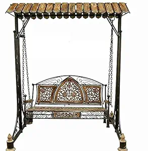 Persian Wood Arts Wood & Iron Garden,Balcony Swing, Hammock, Jhula, Cradle