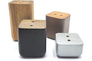VERSHY 4X Möbelfüße Sofafuß Tischfuß Möbelfuß Schrankfuß Holzbeine gerade eckig Eiche (6 x 5 x 5 cm (HxBxT), Eiche Geoelt)