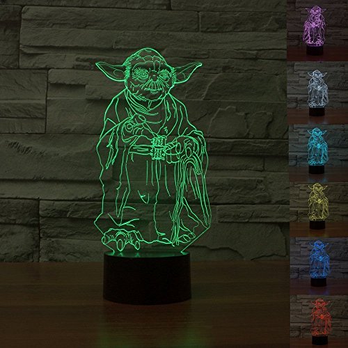 SmartEra® Guerre Stellari Personaggi Maestro Yoda USB 3D Button Optical Illusion 7 cambiamento di colore di tocco LED Light Lamp