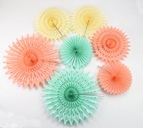 Furuix Babyparty Deko Deko-Set Seidenpapier-Blumen, Cremefarben, Mintgrün, Pfirsich für Babypartys, Geburtstage, Hochzeiten und Partys, Papier, Mint Cream Peach Babyparty Mädchen - 7