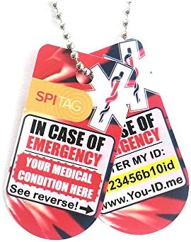 Epilepsy Medical Alert Necklace Two ID Dog Tag Talisman on Ball Chain that Carry Access to ALL Your Emergency Identity AND is Also Capable of Sending SMS Alerts to Family or Contacts In the Event of an Emergency* High Quality PVC Pendant Printed with Epilepsy and a Unique ID Number Providing Paramedics with your Life-Saving Information. (Fleur)