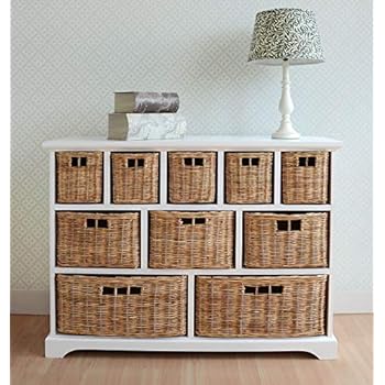 Life Carver Large Chest Of Drawers With Baskets Solid Wood Storage