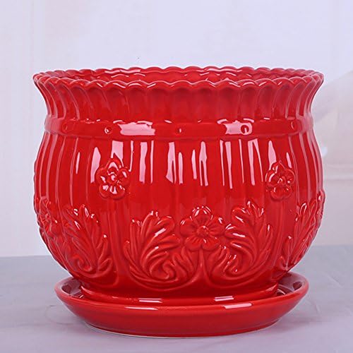 Red chinese wind ceramic flowerpot/tray/individual flowerpot/creative flower pots/plant pot-H