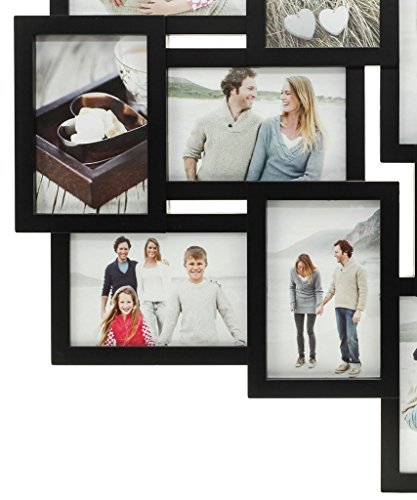 Fotocollage Bilderrahmen mit Glasscheiben für 12 Fotos Schwarz- Fotogalerie Fotorahmen Bilderrahmen Bildergalerie Collage Galerie – im Hochformat und Querformat - 3