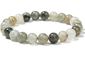 Landorilo Bracciale in Pietra Semipreziose Naturale Fatto a Mano Elastico per Donna Uomo, 8MM Pietre Gemme Rotonde Altamente Lucide Bracciali Yoga, Braccialetti Chakra