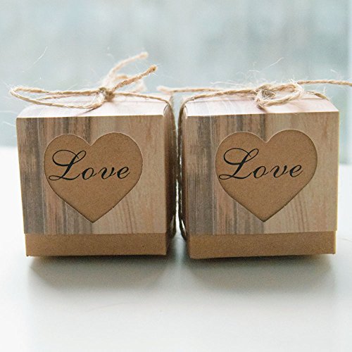 awtlife 50 Herz Love Rustikal für Boxen mit Vintage Bindfäden für Hochzeit Party Geburtstag Baby Dusche Decor - 4