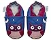 Soft Leather Baby girl Shoes with Suede Soles by Dotty Fish Cornflower Blue and Pink Owl design - 2-3 years
