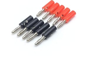 DTMENG Lot de 10 fiches bananes 4 mm à tête vissée en plastique nickelé noir rouge