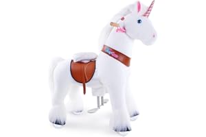 PonyCycle Oficiales Modelo U Unicornio Juguete para Montar Unicornio con Ruedas Correpasillos Unicornio Regalo Niña(con Freno y Sonido/Talla 4 para Edades de 4-8 años) Unicornio Blanco Ux404