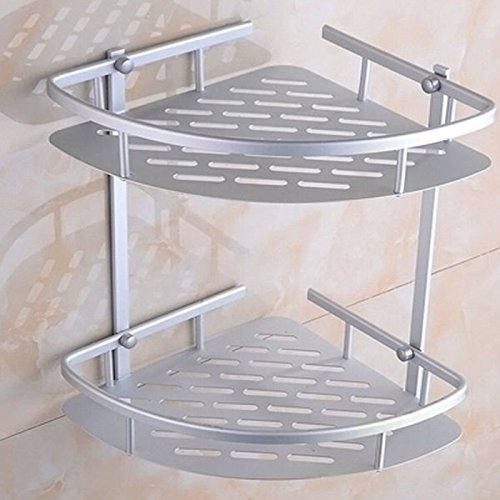 risingmed mate inoxidable aluminio baño 2-Tier estantes de esquina estante de ducha de montaje en pared estantes baño pared triangular rack de almacenamiento organizador titular