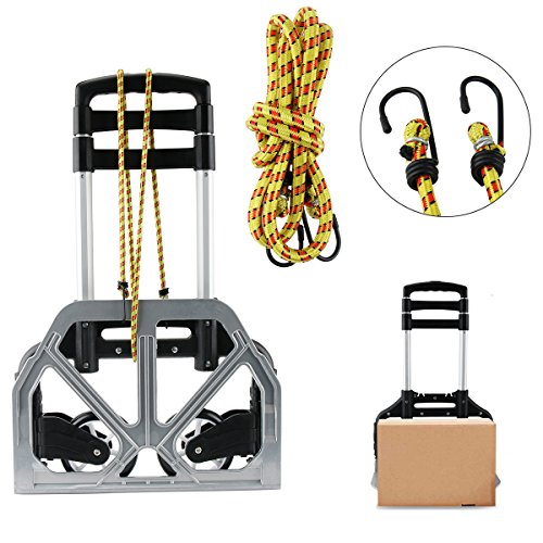 cusfull 75 kg Kapazität Sackkarre, zusammenklappbar Aluminium Warenkorb Gepäck Trolley Hand Truck für Indoor, Outdoor, Reisen, Shopping, Büro - 5