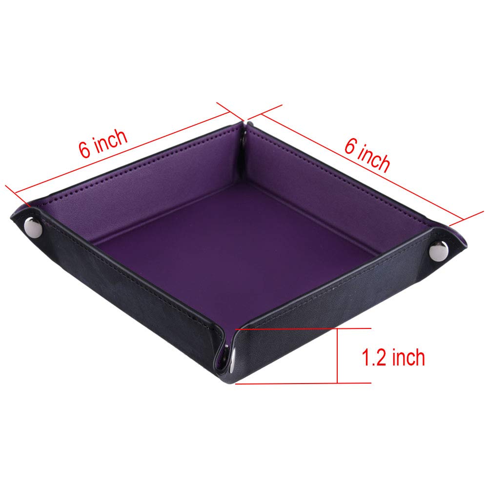 SIQUK 6 Piezas Tablero de Dados PU de Cuero Bandeja de Balanceo Soporte Cuadrado Plegable para Juegos de Dados como RPG, DND y otros juegos de mesa, 6 Colores - Imagen 4