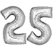 Produktbild DekoRex® 25 als Heliumballon Folienballon Luftballon Zahlenballon Jahrestag Geburtstag in Silber 120cm hoch