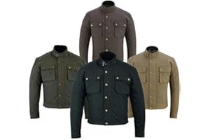 warrior gears Waxed Cotton Motorbike Jackets for Men, Short Body Waterproof Jacket, CE Armoured Motorcycle Jackets for Men, Mens Waxed Jackets Waterproof, Racer Jacket