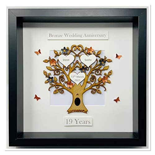 19 Years 19th 8th 8 Years Bronze Wedding Anniversary Family Tree Picture Frame Gift Personalised Classic Amazon Co Uk Handmade Products