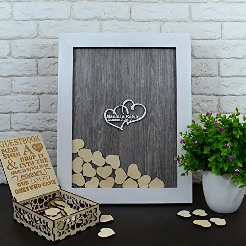 Wedding Guest Book Alternative Guest Book Wedding Guest Drop Box Personalized Guest Book Ideas Heart Drop Box Wedding Decor Wedding 40x50 CM With 150 Pcs Wooden Hearts