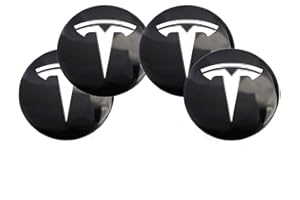 LOPLP Autocollant de Couverture de Centre de Roue de Voiture enjoliveurs de moyeu enjoliveurs Badge emblème Couvre Autocollants pour Tesla Model S X 3,56 mm, 4 pièces