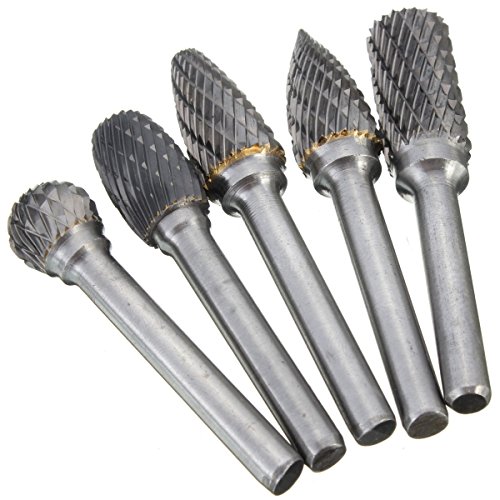 Drillpro Raspel Set 5-Teilig 6×12mm Bohrmaschine Kugelfräser + Zylinderfräser + Zapfenfräser + Konusfräser