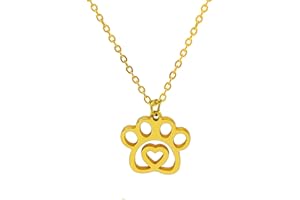 Only faith Collare per gatti da donna in acciaio inox impronte zampe animali domestici. Con confezione regalo. Regalo per gli amanti degli animali domestici Cane e Gatti