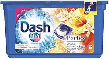 Dash 2en1 - Perles - Lessive Capsules Hibiscus et Fleurs de Citronnier - 38 Lavages