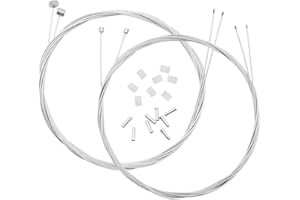 JustYit 1 Set 2M Bicycle Brake Cable Mountain Bike Brake Cable Bike Gear Shift Cable with Cable End Crimps Caps and Donuts Ideal for Mountain Road Bike Universal Bicycle