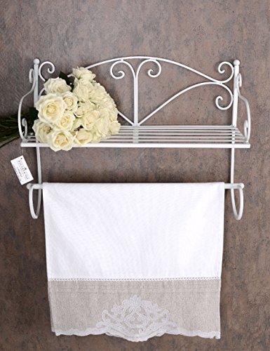 Wandregal Shabby Chic Handtuchhalter Weiss Hängeregal Wandboard - 2