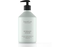 Jean & Len Heavenly Hand & Body Balm Rosemary & Ginger, per un'esperienza di cura profumata, con olio di argan e burro di karité biologici, flacone di alta qualità, senza parabeni e siliconi, 500 ml