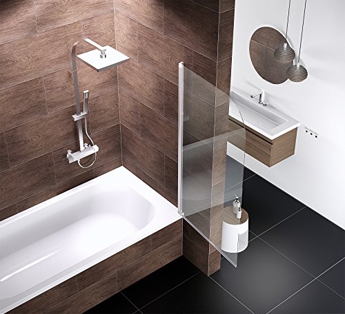 Badewannenaufsatz Duschabtrennung Badewanne Berlin 140×80 cm von Schulte, Sicherheitsglas klar, Profile alu natur, 4056397001256 - 4